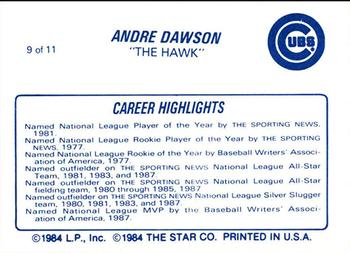 1988 Star Andre Dawson #9 Andre Dawson Back
