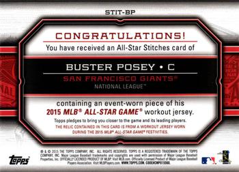 2015 Topps Update - All-Star Stitches #STIT-BP Buster Posey Back