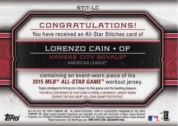 2015 Topps Update - All-Star Stitches #STIT-LC Lorenzo Cain Back