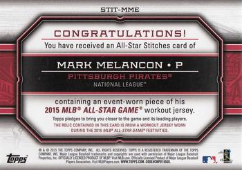 2015 Topps Update - All-Star Stitches #STIT-MME Mark Melancon Back