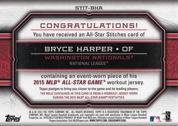 2015 Topps Update - All-Star Stitches Gold #STIT-BHA Bryce Harper Back