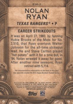2015 Topps Update - Etched in History Commemorative Relics #EIH-1 Nolan Ryan Back
