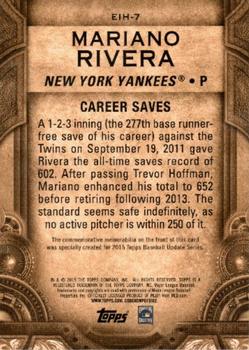 2015 Topps Update - Etched in History Commemorative Relics #EIH-7 Mariano Rivera Back