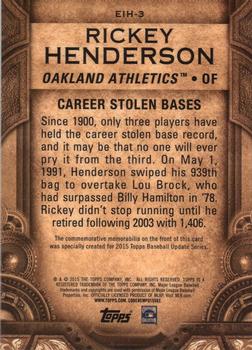 2015 Topps Update - Etched in History Commemorative Relics Gold #EIH-3 Rickey Henderson Back