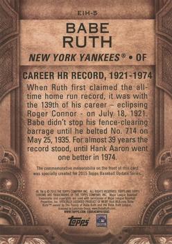 2015 Topps Update - Etched in History Commemorative Relics Platinum #EIH-5 Babe Ruth Back