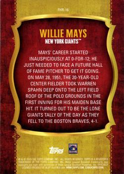 2015 Topps Update - First Home Run Silver #FHR-16 Willie Mays Back