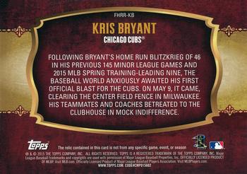 2015 Topps Update - First Home Run Relics #FHRR-KB Kris Bryant Back