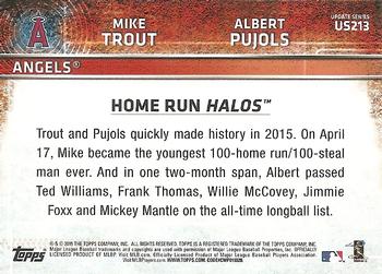 2015 Topps Update - Rainbow Foil #US213 Home Run Halos (Mike Trout / Albert Pujols) Back
