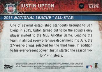 2015 Topps Update - Rainbow Foil #US273 Justin Upton Back