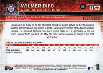 2015 Topps Update - Gold #US2 Wilmer Difo Back