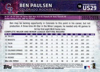 2015 Topps Update - Gold #US29 Ben Paulsen Back