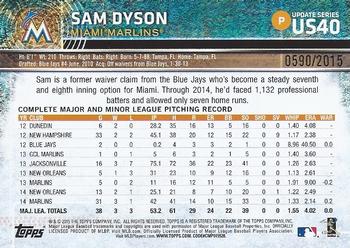 2015 Topps Update - Gold #US40 Sam Dyson Back