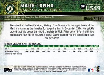 2015 Topps Update - Gold #US49 Mark Canha Back