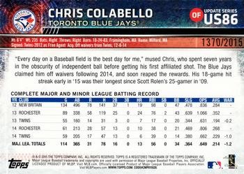 2015 Topps Update - Gold #US86 Chris Colabello Back