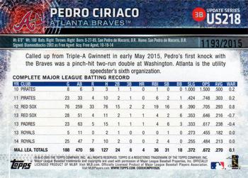 2015 Topps Update - Gold #US218 Pedro Ciriaco Back