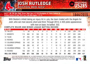 2015 Topps Update - Gold #US285 Josh Rutledge Back