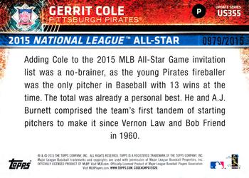 2015 Topps Update - Gold #US355 Gerrit Cole Back