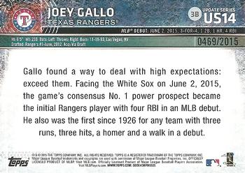 2015 Topps Update - Gold #US14 Joey Gallo Back
