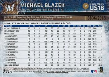 2015 Topps Update - Gold #US18 Michael Blazek Back