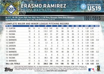 2015 Topps Update - Gold #US19 Erasmo Ramirez Back