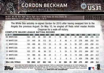 2015 Topps Update - Gold #US31 Gordon Beckham Back