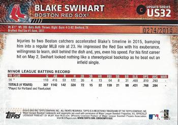 2015 Topps Update - Gold #US32 Blake Swihart Back
