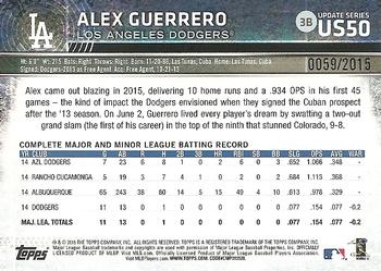 2015 Topps Update - Gold #US50 Alex Guerrero Back