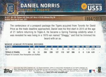 2015 Topps Update - Gold #US53 Daniel Norris Back
