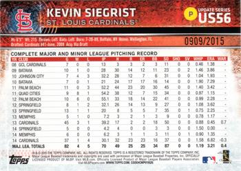 2015 Topps Update - Gold #US56 Kevin Siegrist Back