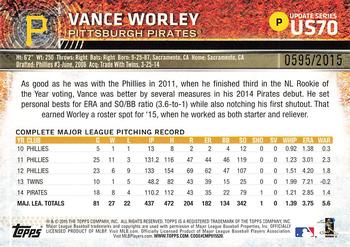 2015 Topps Update - Gold #US70 Vance Worley Back