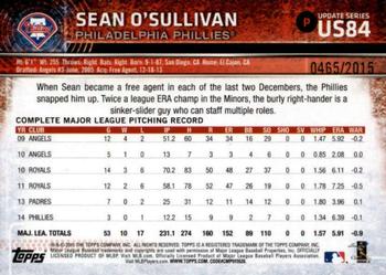 2015 Topps Update - Gold #US84 Sean O'Sullivan Back