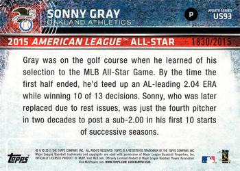 2015 Topps Update - Gold #US93 Sonny Gray Back