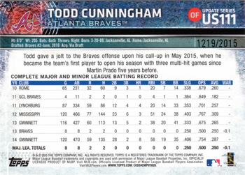 2015 Topps Update - Gold #US111 Todd Cunningham Back
