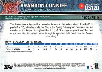 2015 Topps Update - Gold #US120 Brandon Cunniff Back