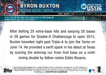 2015 Topps Update - Gold #US136 Byron Buxton Back