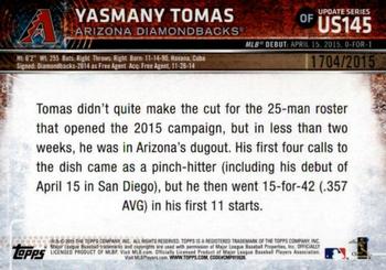 2015 Topps Update - Gold #US145 Yasmany Tomas Back
