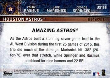 2015 Topps Update - Gold #US156 Amazing Astros (Colby Rasmus / Jake Marisnick / George Springer) Back