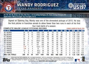 2015 Topps Update - Gold #US197 Wandy Rodriguez Back