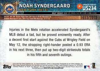 2015 Topps Update - Gold #US234 Noah Syndergaard Back