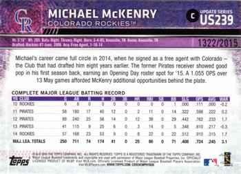 2015 Topps Update - Gold #US239 Michael McKenry Back