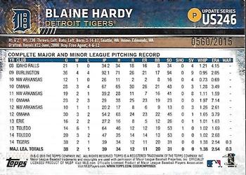 2015 Topps Update - Gold #US246 Blaine Hardy Back