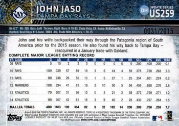 2015 Topps Update - Gold #US259 John Jaso Back