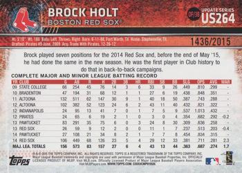 2015 Topps Update - Gold #US264 Brock Holt Back