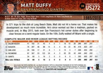 2015 Topps Update - Gold #US272 Matt Duffy Back