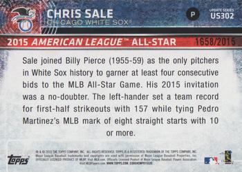 2015 Topps Update - Gold #US302 Chris Sale Back