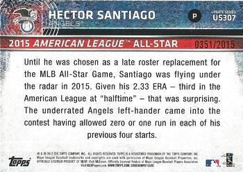 2015 Topps Update - Gold #US307 Hector Santiago Back
