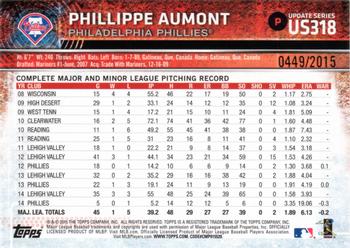 2015 Topps Update - Gold #US318 Phillippe Aumont Back