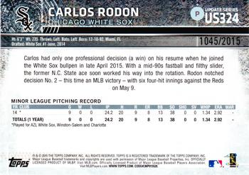 2015 Topps Update - Gold #US324 Carlos Rodon Back