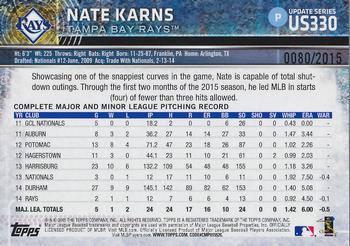 2015 Topps Update - Gold #US330 Nate Karns Back