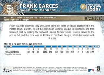 2015 Topps Update - Gold #US367 Frank Garces Back
